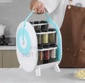 CONVENIENT 18-Jar Rotating Spice Rack Carousel Organizer