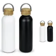 Modern Insulated Stainless Steel Water Bottle with Natural Wooden Lid, 750ml - Multicolor - 1