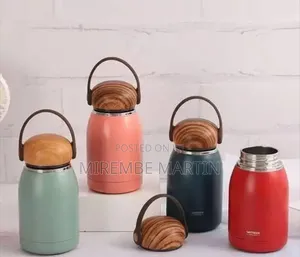 Compact 300ml Insulated Water Bottle with Wooden Lid