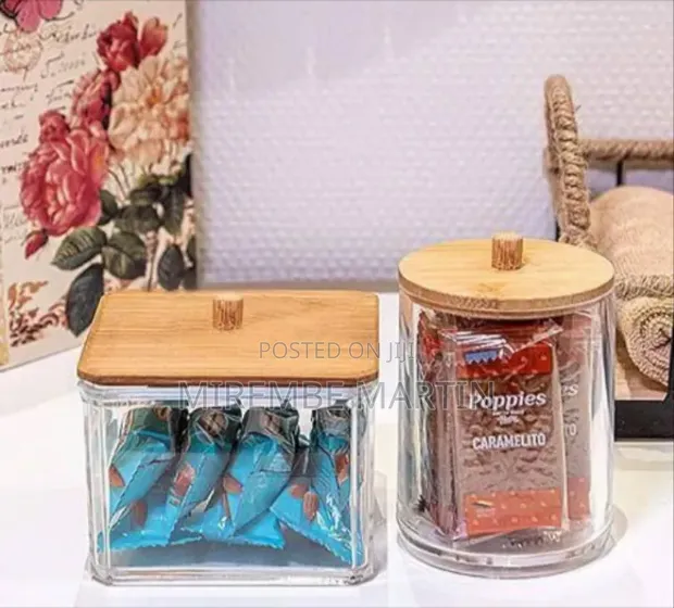 3-Piece Set Acrylic Storage Jars with Airtight Bamboo Lids - 1