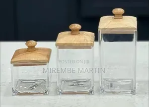 3-Piece Set Acrylic Storage Jars with Airtight Bamboo Lids