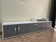 7ft TV Stand Unit - White & Grey Drawers - 1