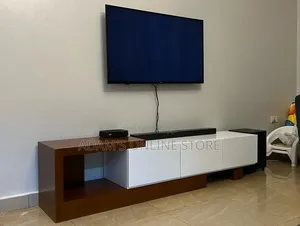 7.5ft TV Stand in Brown and White
