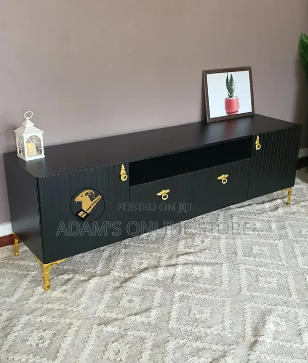 Black 2m TV Stand (200cm) for Sale - 1