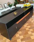 Brown TV Stand Unit with White Doors - 2