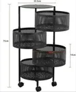4-Tier Rotating Kitchen Storage Cart with Wheels - 2