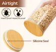 Premium Clear Glass Food Storage Canisters with Airtight Bamboo Lids (2L) - 1