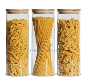 Premium Clear Glass Food Storage Canisters with Airtight Bamboo Lids (2L)