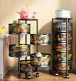 Multi-Layer Rotating Kitchen Storage Cart with Perforated Baskets - 1