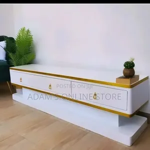 White and Gold TV Stand Unit - 182cm Length