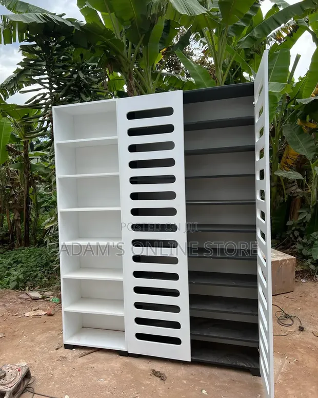 White and Black Shoe Rack - 1