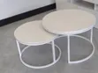 White Round Metal Center Table/Stools - 2