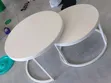 White Round Metal Center Table/Stools - 3
