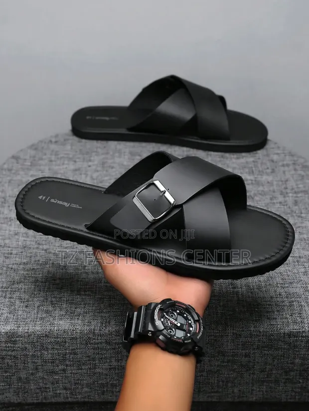 Men's Leather & Rubber Casual Sandals - 1