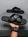 Men's Leather & Rubber Casual Sandals - 1