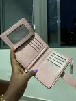 Pink Faux Leather Wallet for Ladies - 5