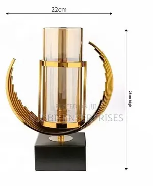 Art Deco Style Golden Glass and Metal Vase