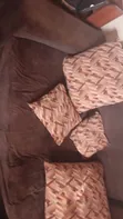 Brown L-Shaped Sofa Set with Cushions - 5