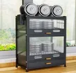 Modern Black Kitchen Storage Cabinet with Fluted Glass Doors - 2