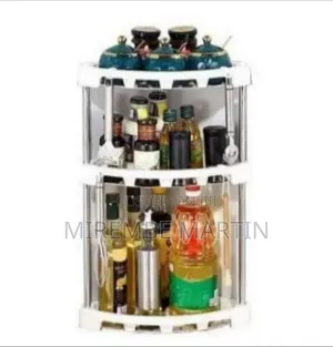 Two-Tier Rotating Kitchen and Pantry Organizer Rack - Multicolor