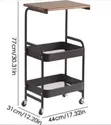 2-Tier Rolling Utility Cart with Wood Tabletop - 2