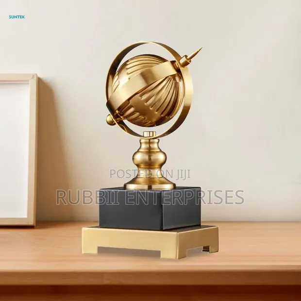 Decorative Gold Metal Globe Sculpture - 1