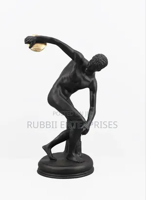 Black Resin Discobolus Figurine - Home Decor