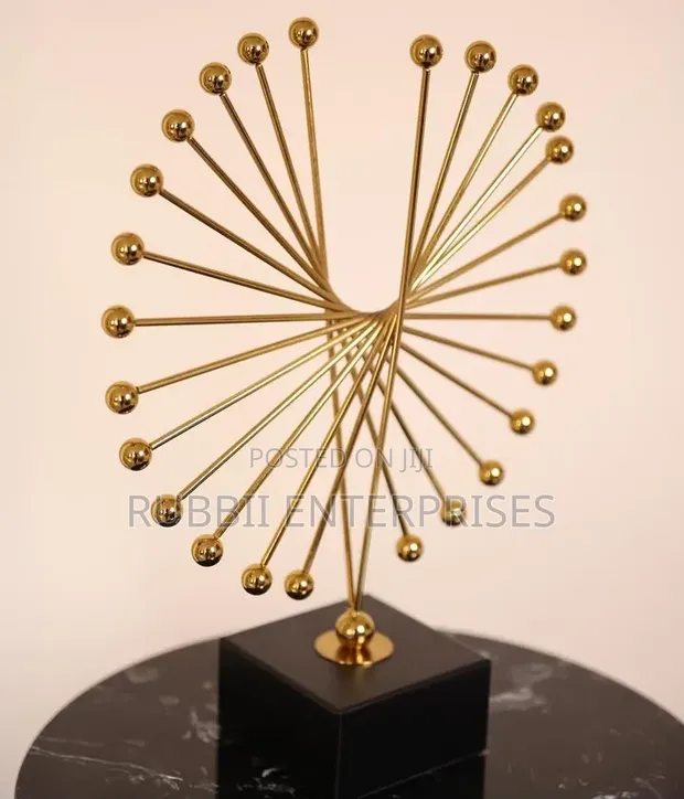 Modern Abstract Gold Metal Art Tabletop Sculpture - 1