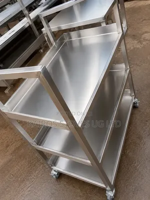Heavy Duty 3-Tier Stainless Steel Trolley with Wheels