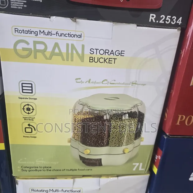 Rotating Multifunctional Grain Storage Bucket - 1