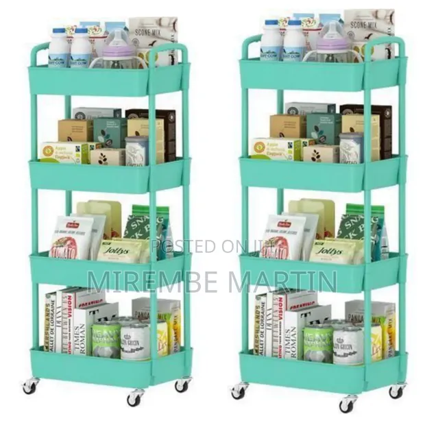 4-Layer Black Movable Utility Storage Cart - 1