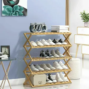 5 Tier Foldable Bamboo Shoe Rack