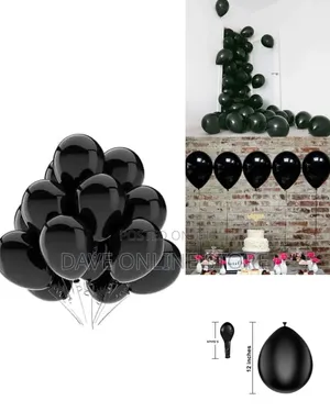 12 Inch Matte Black Balloons (100 Pieces)