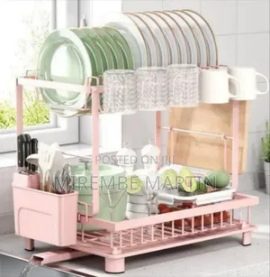 Modern Two-Tier Space-Saving Dish Drying Rack - Multicolor