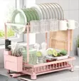 Modern Two-Tier Space-Saving Dish Drying Rack - Multicolor - 1