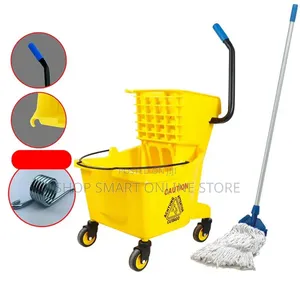 Yellow Mop Bucket and Mopper Combo Set