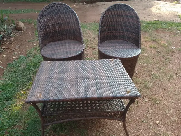 Balcony Crafted Chairs with Table - Brown, Used - 1