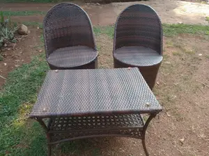 Balcony Crafted Chairs with Table - Brown, Used