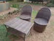 Balcony Crafted Chairs with Table - Brown, Used - 2