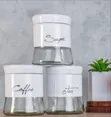 Set of 3 Glass and Stainless Steel Kitchen Canisters - 1