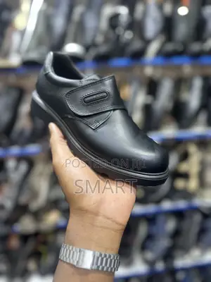 Crab Kids Black Faux Leather School Shoes