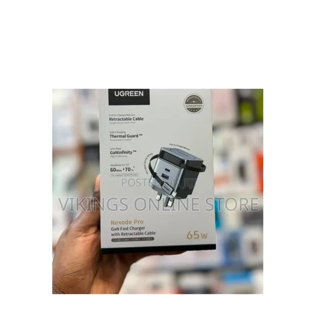 UGREEN Nexode Pro 65W GaN Fast Charger with Retractable Cable - 1