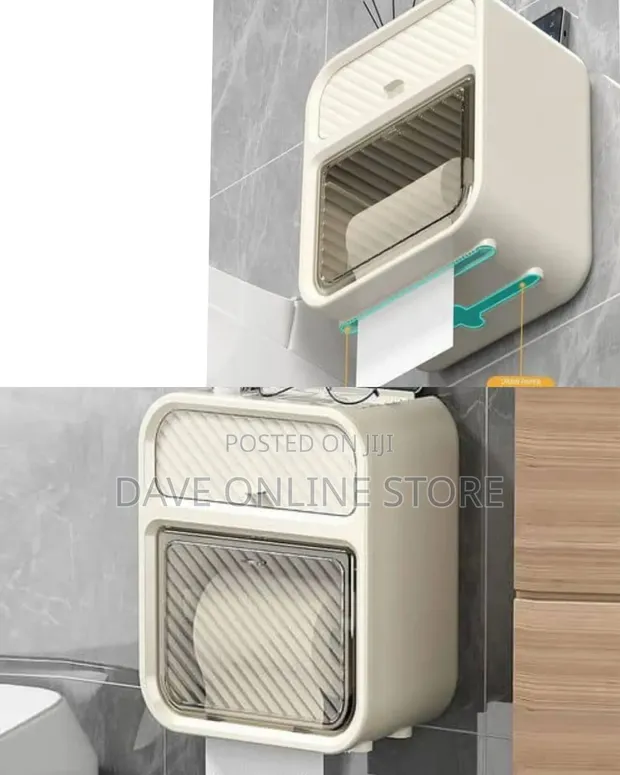 Beige Multifunctional Wall-Mounted Toilet Paper Holder - 1