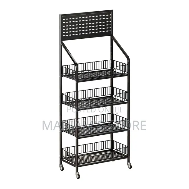 Multi-Tier Black Wire Floor-Standing Display Rack - 1
