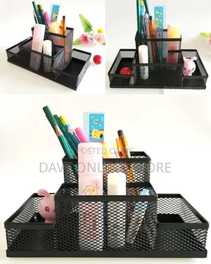 Black Metal Mesh Desk Organizer with Tray