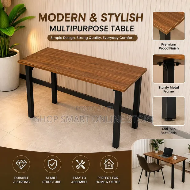 Work Office Table with Folding Stands (120cm x 60cm) - 1