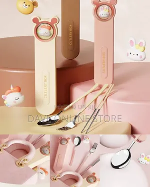 Cute Cartoon Utensils Set - Pink
