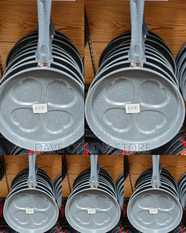 Brand New Gray Speckled 4-Cup Heart-Shaped Egg Frying Pan - 1