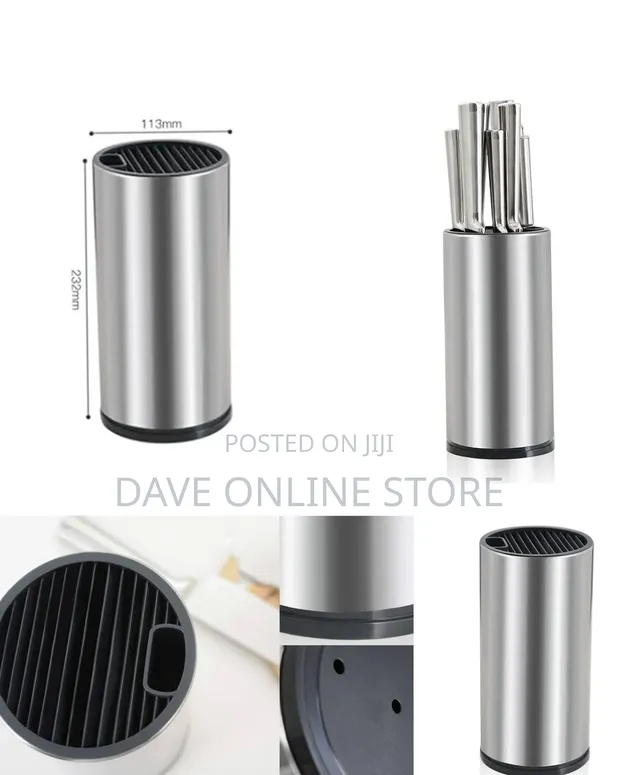 Cylindrical Stainless Steel Universal Knife Holder - 1