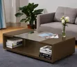 Brown Center Table with Middle Glass - 1